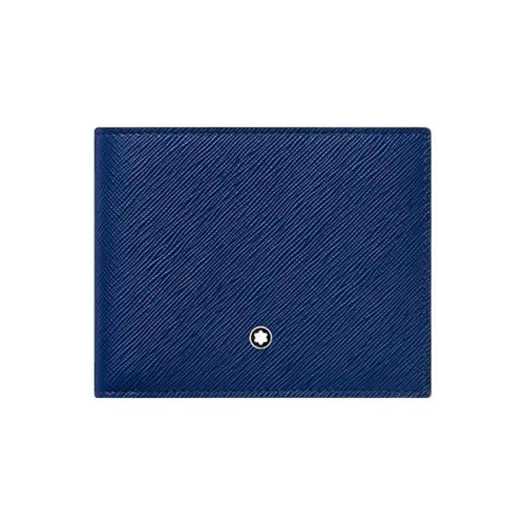 

Montblanc Brand Printed Solid Color Six Card Slot Leather Wallet Men Wallets Indigo-Blue 130812 Gift Set(Basic Set+Box+Shopping Bag)