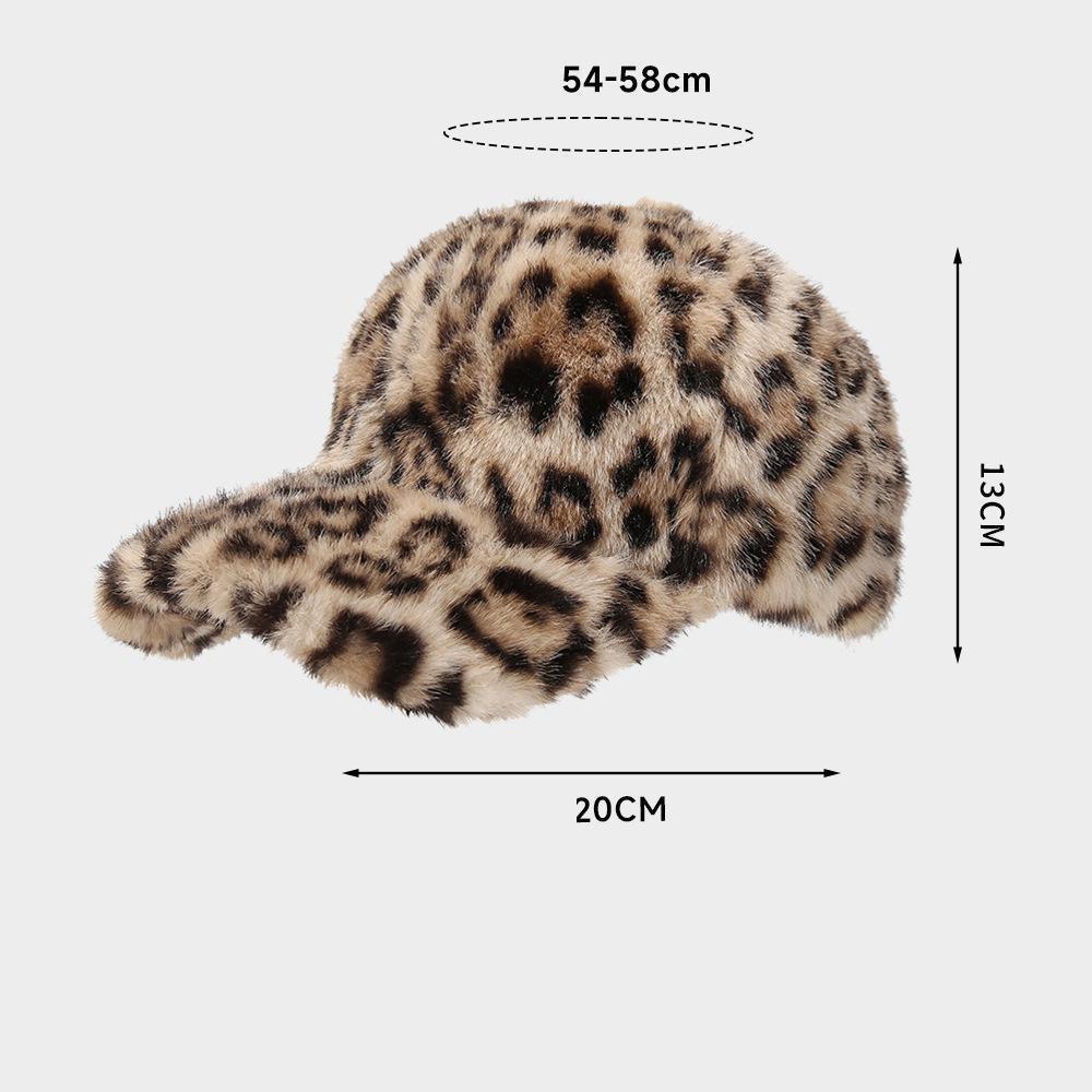Leopardenmuster Baseballkappe Damen Plüsch Kunstpelz Warm halten Winter Damenkappe Outdoor Vintage Snapback Hüte für Damen