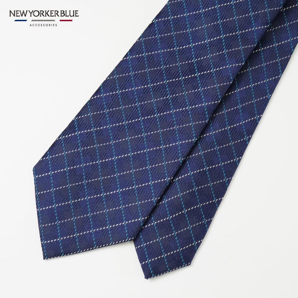 Yorker Windowpane Check Pattern Tie NB921084 Blue Navy [New Blue]