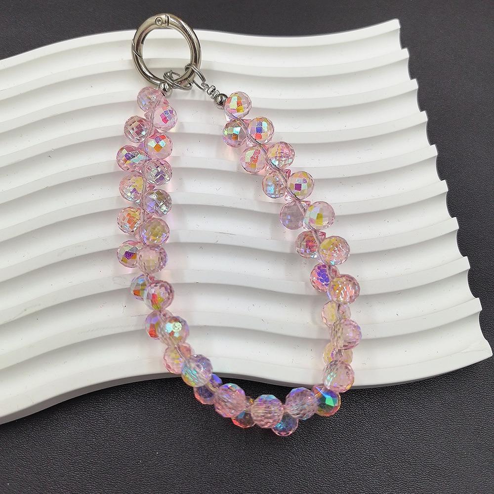 Chaveiro de contas de cristal transparente, bolsa destacável, pingente, cordão criativo para telefone para mulheres e meninas