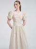 Etmont Front Tuck Shirring Dress, Light Beige