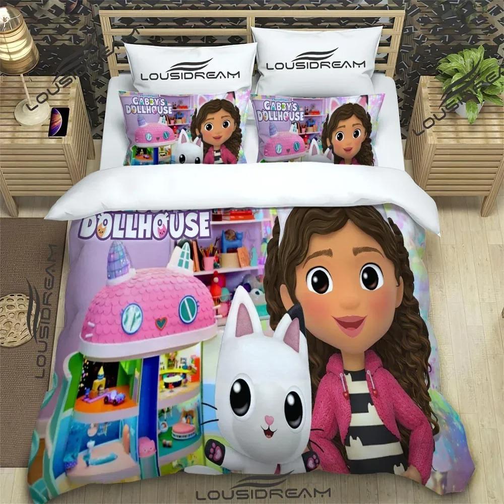 Cartoon Gabby'S Dollhouse Bedding Set For Bedroom Soft Bedspreads For Bed Linen Comefortable Duvet Cover Quilt And Pillowcase