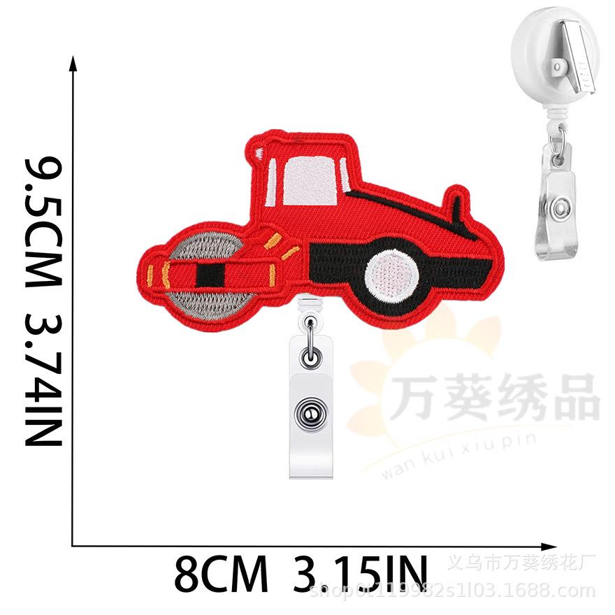 Car Easy-Pull Buckle Embroidery Cloth Sticker Cute Construction Vehicle Clothes Patch Sticker Crocodile Clip Truck Embroidery Chapter Boy