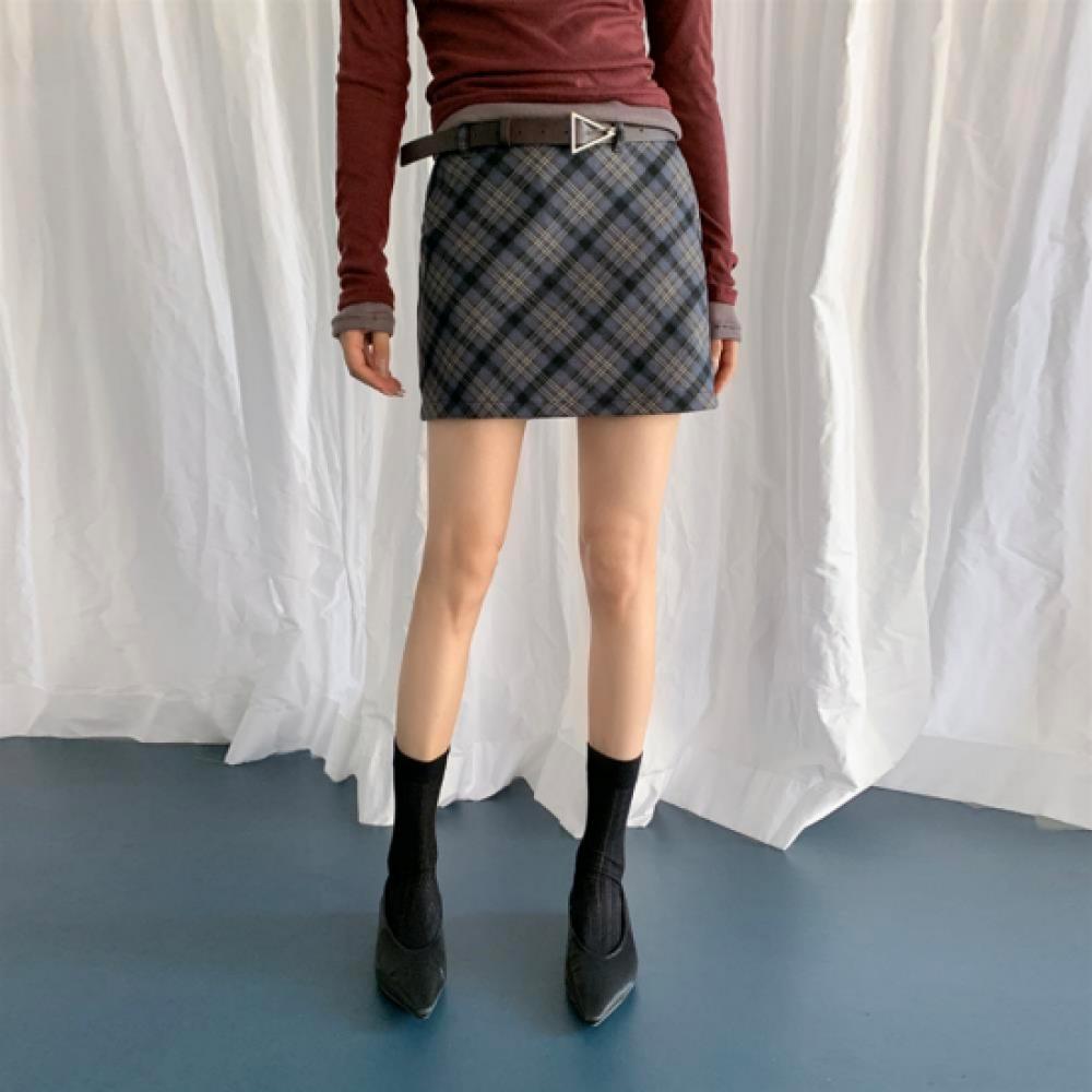 New Arrivals Open Run Women Classic CHeck H Line tHick sHort Skirt
