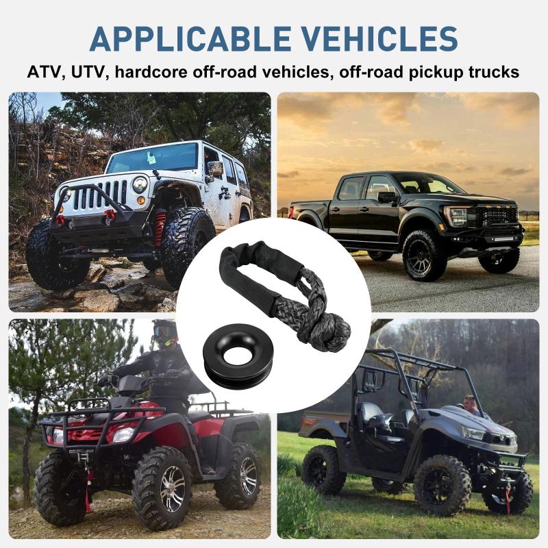Heavy Duty Snatch Block Soft Shackle Recovery Ring Long Lasting Tow Winch Rope Compatible with ATV UTV Truck