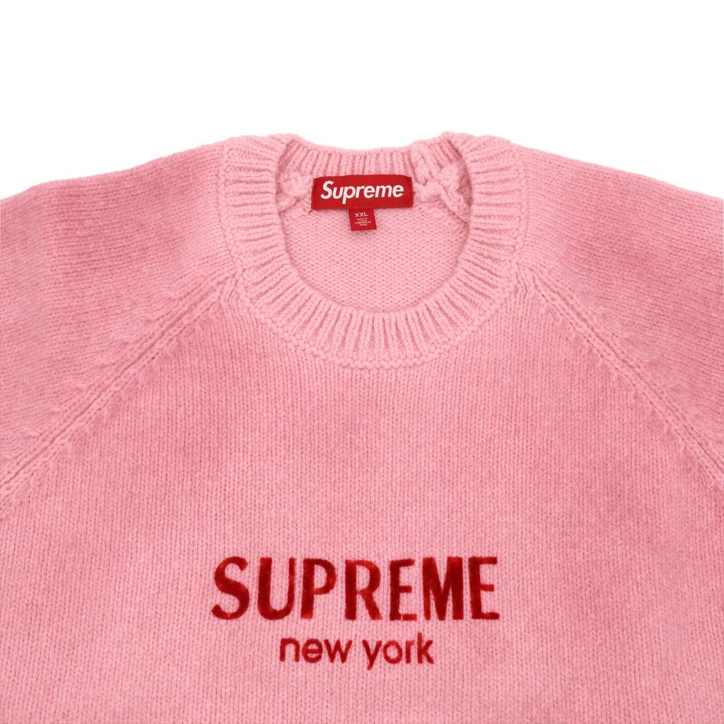 Supreme Flocked Logo Sweater Red