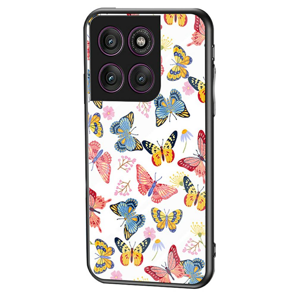 

For Motorola Edge 60 Pro 5G Case Butterfly Pattern TPU+Tempered Glass Protective Phone Cover Colorful Butterfly