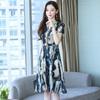 Elegant Summer Outfit: Stylish Short-Sleeved Dress for Middle-Aged Mothers (40s-50s), Wide-Cut and Sophisticated