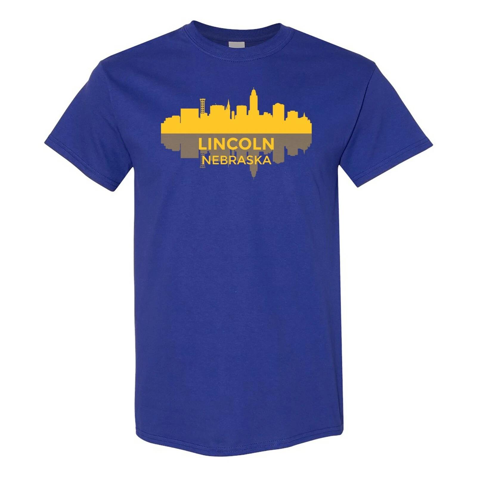 Lincoln Nebraska Skyline - State City Hometown Pride T Shirt - Cobalt S