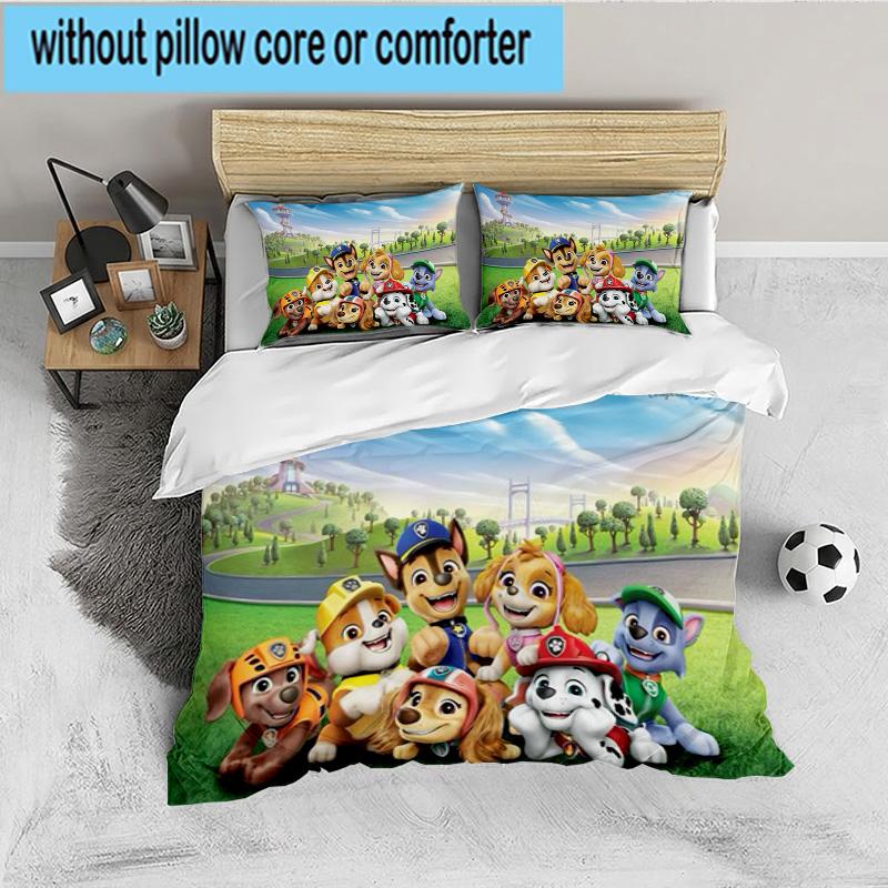 Dog Paw Heroes 3PCS Bedding set,Ideal for 1pc Duvet Cover And 2pcs Pillowcases Perfect for Fan gift,Ideal for Bedroom, Dormitory