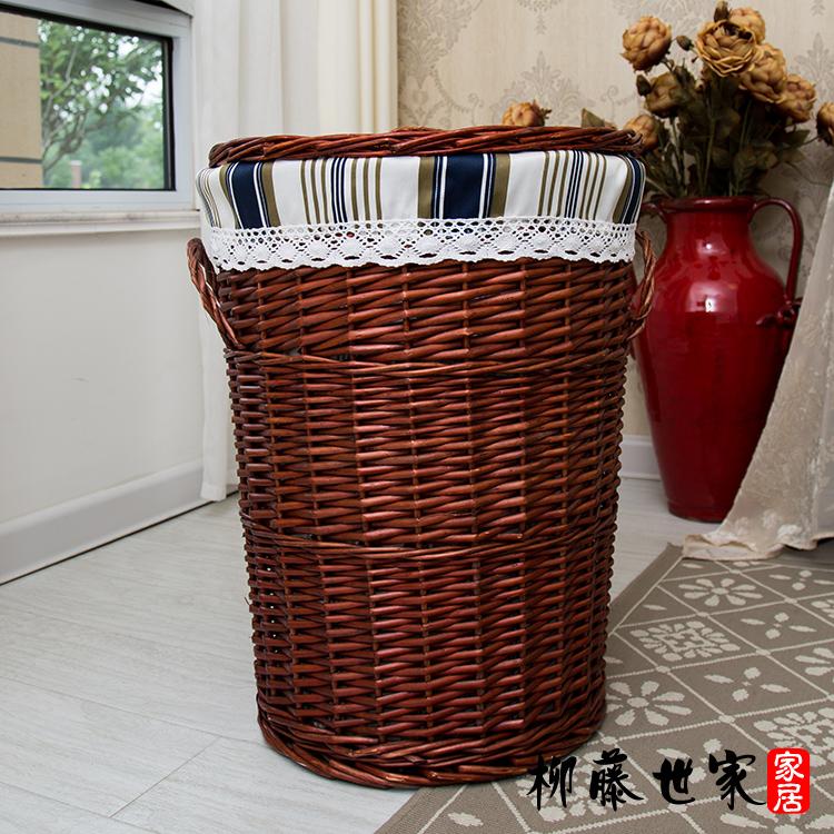 Large Size Wicker Clothes Storage Basket Covered Design for Restaurant Use Dirty Clothes Organizer Retro Style Family Storage...