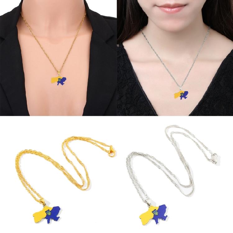 Titanium Steel Ukraine Map Pendant Necklace Ukrainian Jewelry With Chain