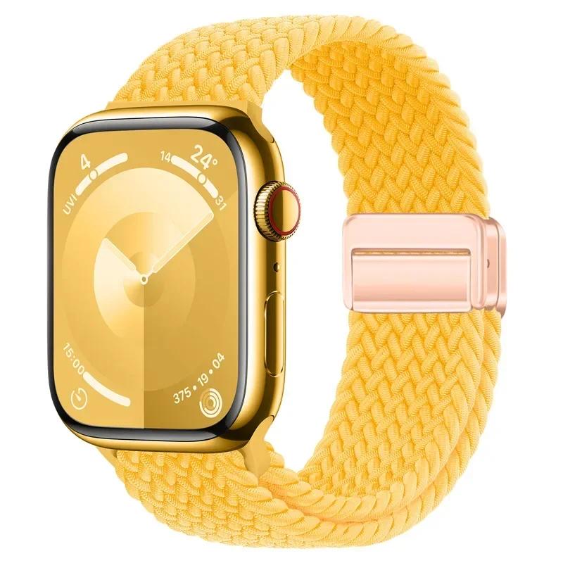 Nylon Band For Apple Watch Strap 44mm 40mm 45mm 46mm 49mm 41mm 38 Magnetic Braided Bracelet iWatch Series Se 7 6 8 9 10 Ultra 2