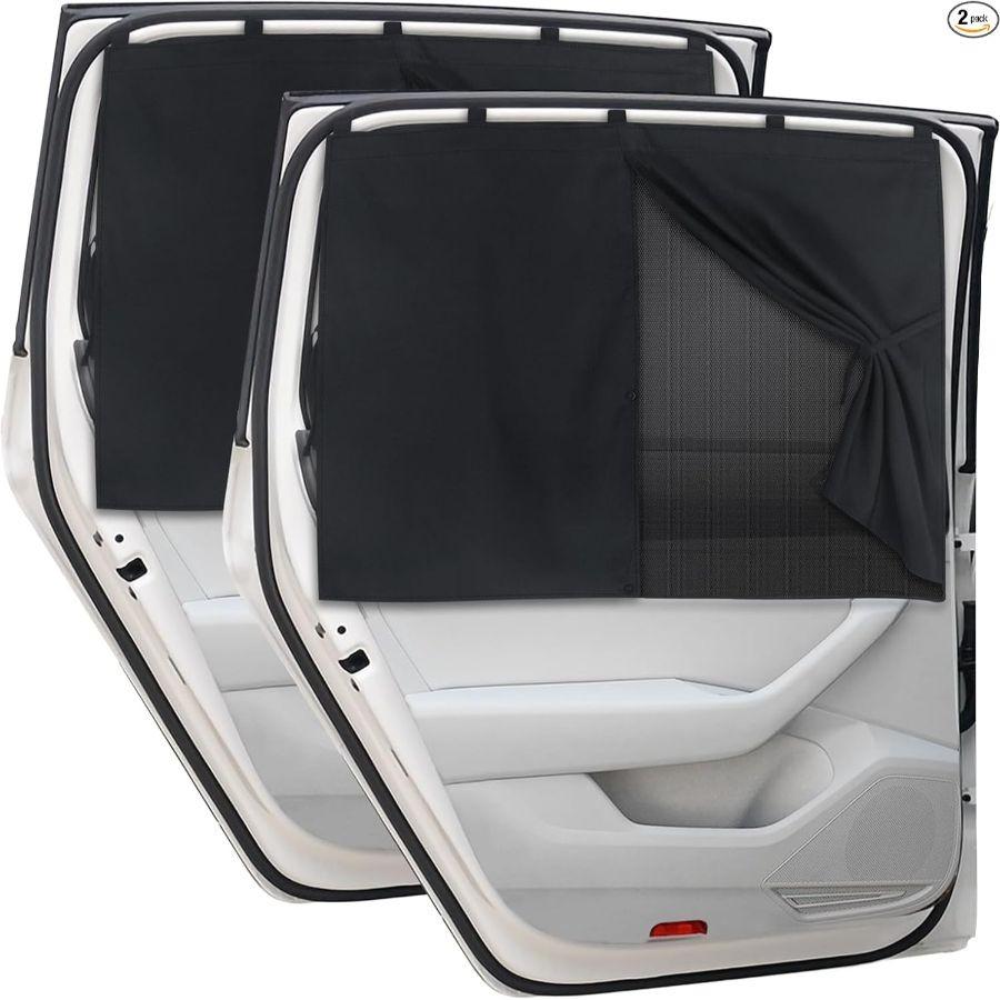 Window Shades, 2 PCS Magnetic Double Layer Auto Sun Shade for Side Black:2pack