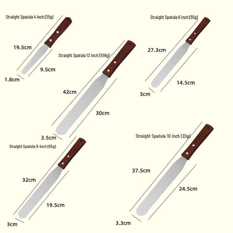 Qīwēi Wooden Handle Cranked Stainless Steel Icing Spatula