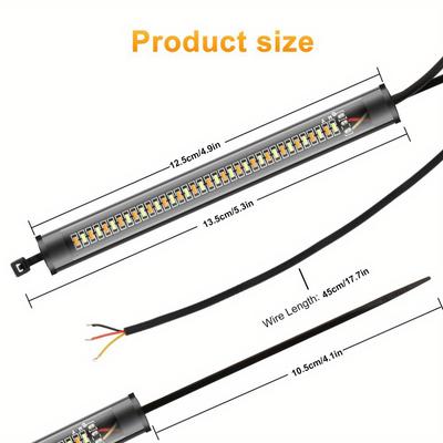 2PCS Flexible Switchback White Amber Motorcycle LED Fork Turn Signal Blinkers DRL Daytime Running Light Universal Fit Motorbike