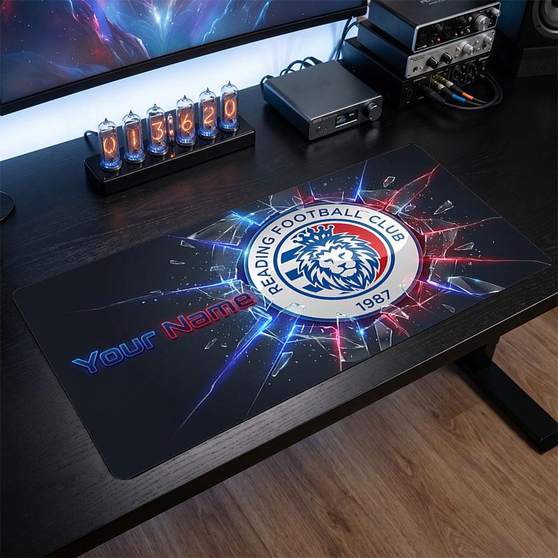 Tapis de Souris Personnalisé Reading FC Grande Taille, Impression de Nom Personnalisé, Tapis de Bureau Antidérapant Logo Football Cadeau Gaming
