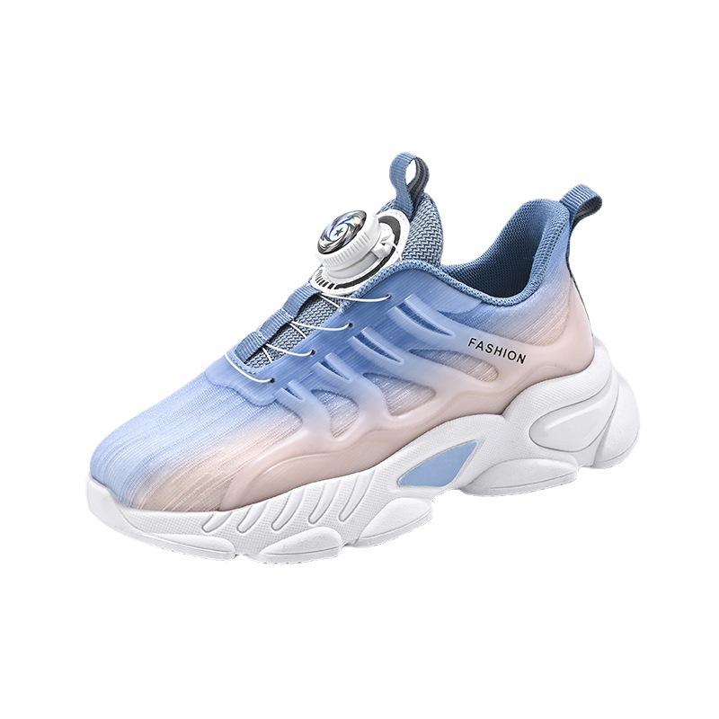 Classmate sports shoes 22 autumn new breathable soft-soled running shoes medium and older children's rotating button casual shoes