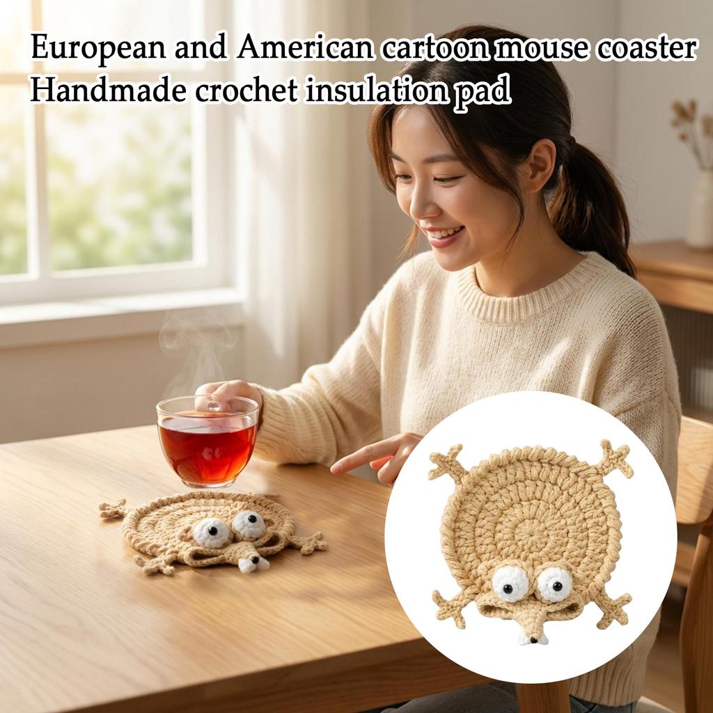 European And American Cartoon Mouse Hand Crocheted Funny Animal Heat-resistant And Heat-insulating Pad