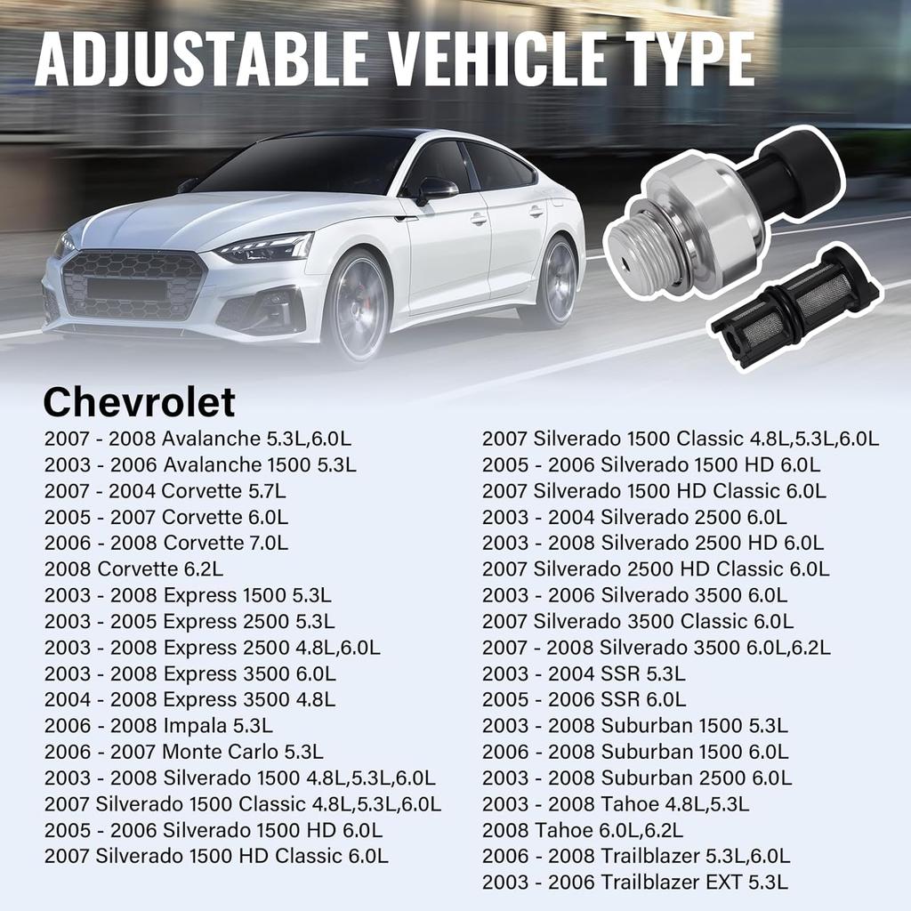 12677836 Oil Pressure Sensor Filter D1846A, Switch/Sending Unit for 2003-2008 Chevy Silverado 1500 2500 3500 Tahoe Suburban Avalanche Trailblazer