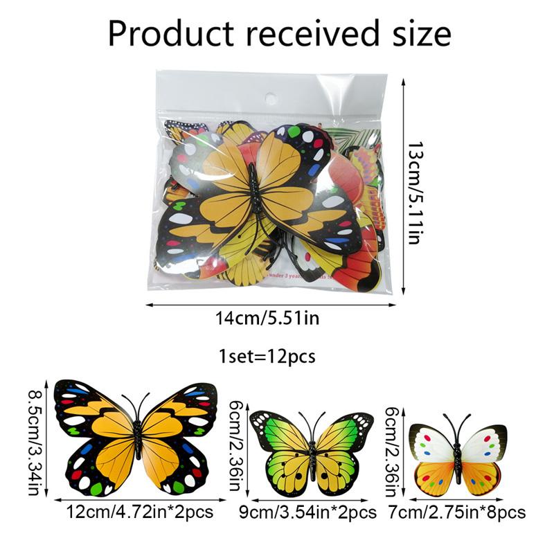 

12 шт./набор Разноцветные наклейки на стену в виде бабочек Декор для гостиной и спальни для свадебного украшения Бабочки Украшающие дом наклейки жёлтый