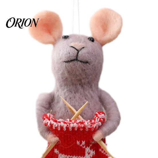 Handmade Nordic Ornament Collection Christmas Felt Mouse Ornament, Felted Wool Hanging Decoration, Soft Animal Figurines Cute Knitting Doll