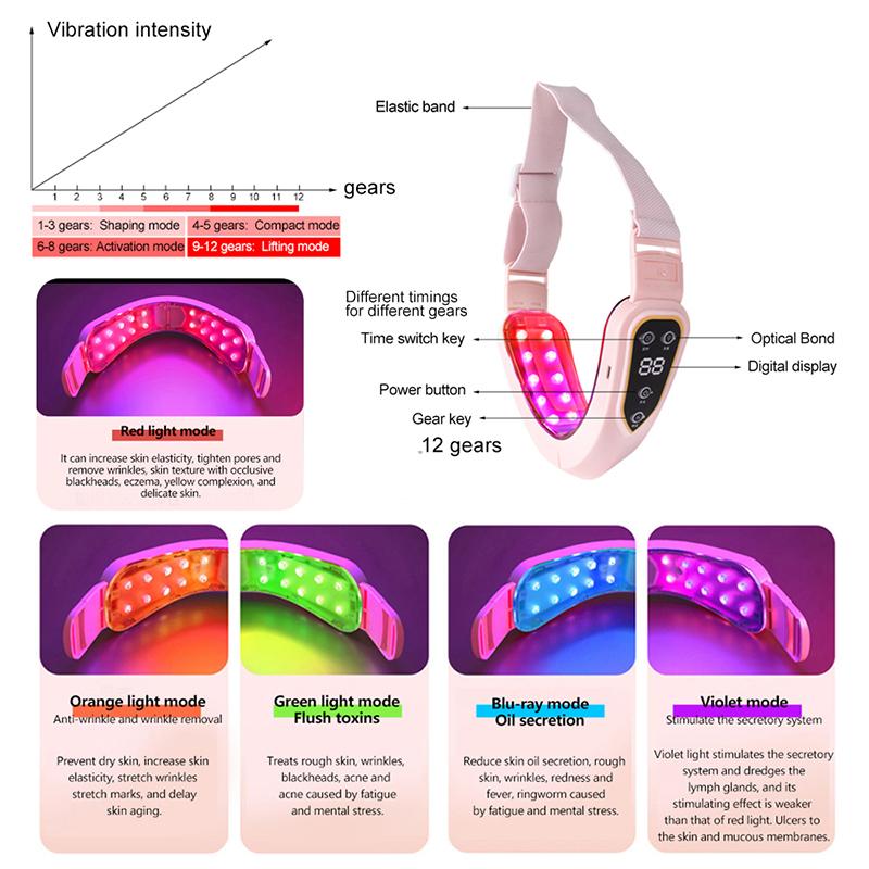 Facial Lifting Device LED Photon Therapy Facial Slimming Vibration Massager Double Chin V-shaped Cheek Lift Face