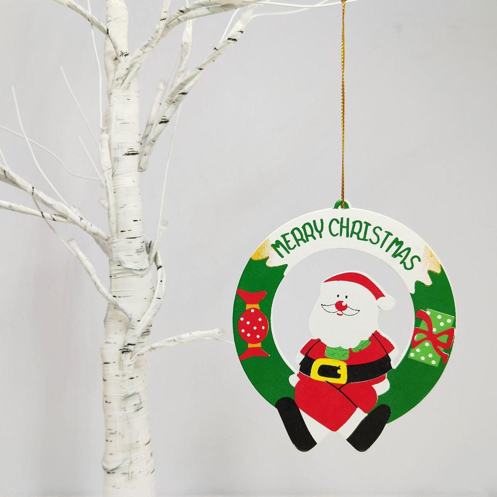 Wooden Hollow Santa Ornaments for Christmas Tree Decorations