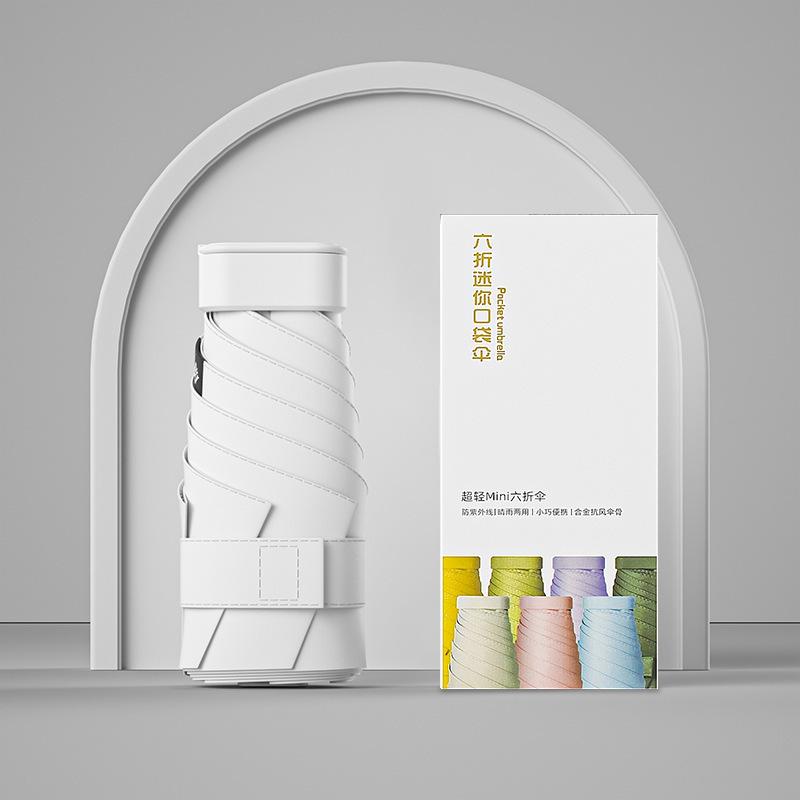 Flache 60% Rabatt, sechs offene Ringschnalle, Sonnenschirm, Sonnenschutzschirm, kleiner frischer Schirm, 50% Rabatt für beides Wetter und Regen.