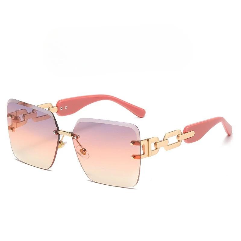 Square Frameless Sunglasses Chain Glasses Leg Glasses Fashionable Sunglasses Women'S Uv Resistant Sunshade Glasses