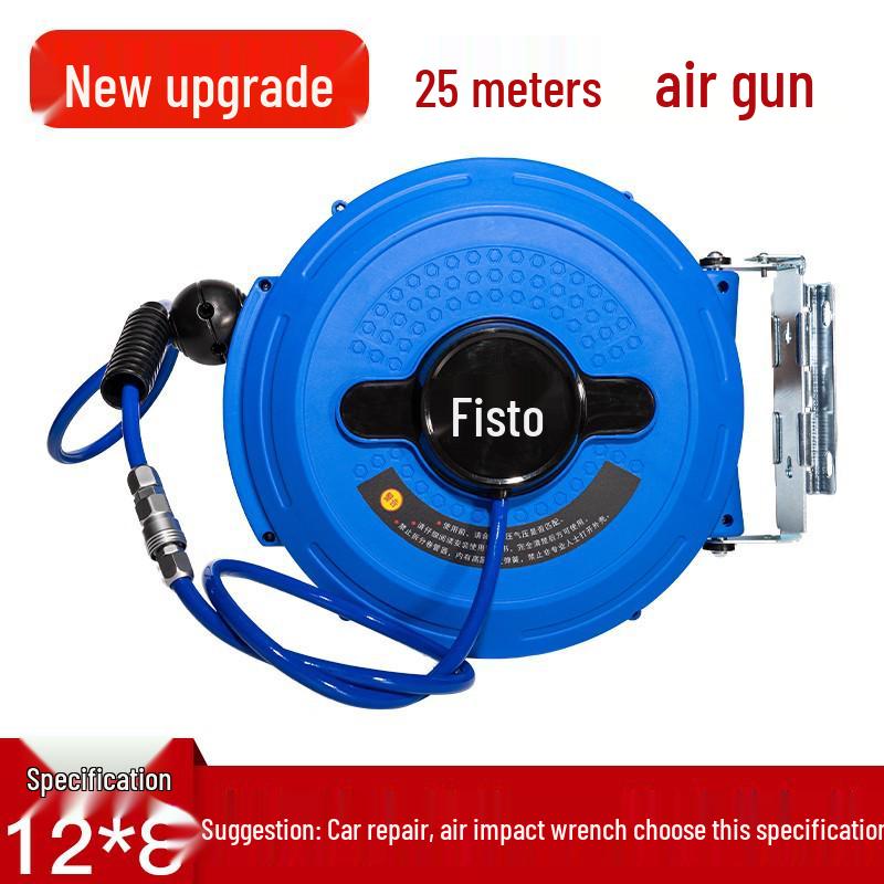 Retractable Air Hose Reel with 12*8MM Braided PU Hose for Pneumatic Tools and Car Detailing