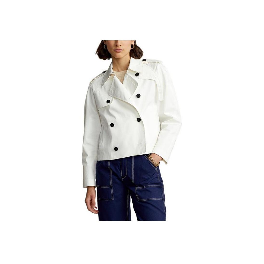

Polo Ralph Lauren SS22 Однотонный двубортный короткий тренч с широкими лацканами Женские пальто Белый WMPOOTWNDI20002-100 XXS