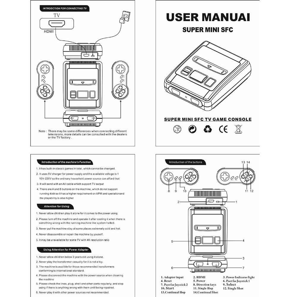 NES Mini Game Machine 621 Built-in Non-repetition Games Two Handles EU Plug