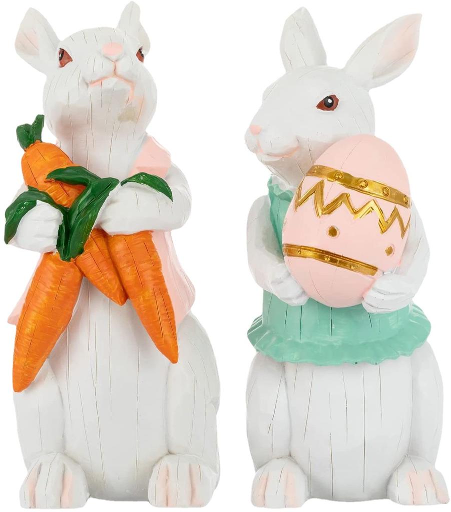 Bunny Ornaments Resin Craft Egg Carrot Sculpture Easter Figurines Tabletop Ornament Easter Decorations For Office Adornment Home