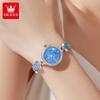 OLEVS Brand Luxury Women's Quartz Dress Watch Ladies Waterproof Steel Stars Moon Bracelet Wristwatch Womens Relogio Feminin