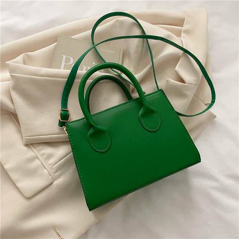 Popular textured small square bag, new popular retro handbag, simple solid color shoulder messenger women's bag