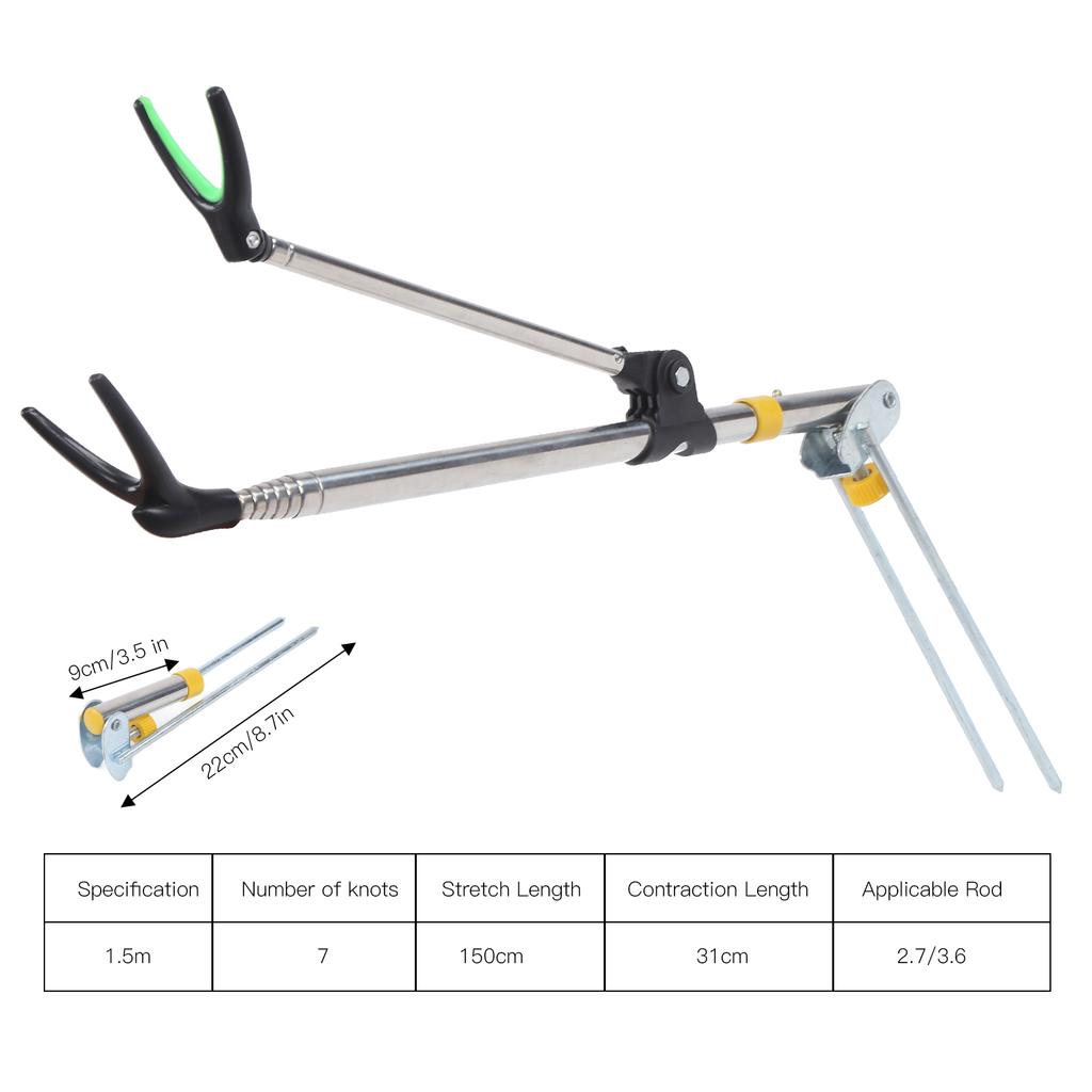 Stainless Steel Fishing Rod Holder Ground Insert Pole Brackets Retractable Fishing Gear1.5M