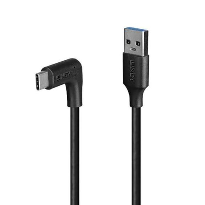Câble de charge USB C vers USB A - LINDY - 1,5 m - Coudé à 90° - USB 3.2 - 10 Gbit/s