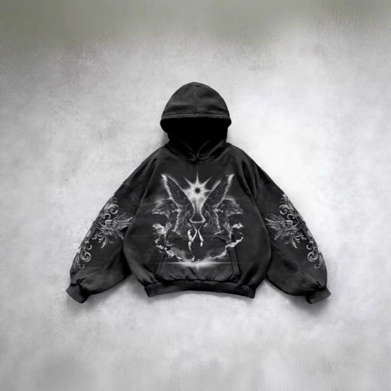 Herren Übergroßes Kapuzensweatshirt Mit 3D-Göttinnen-Print Locker Geschnitten Lässiger Langarm-Pullover