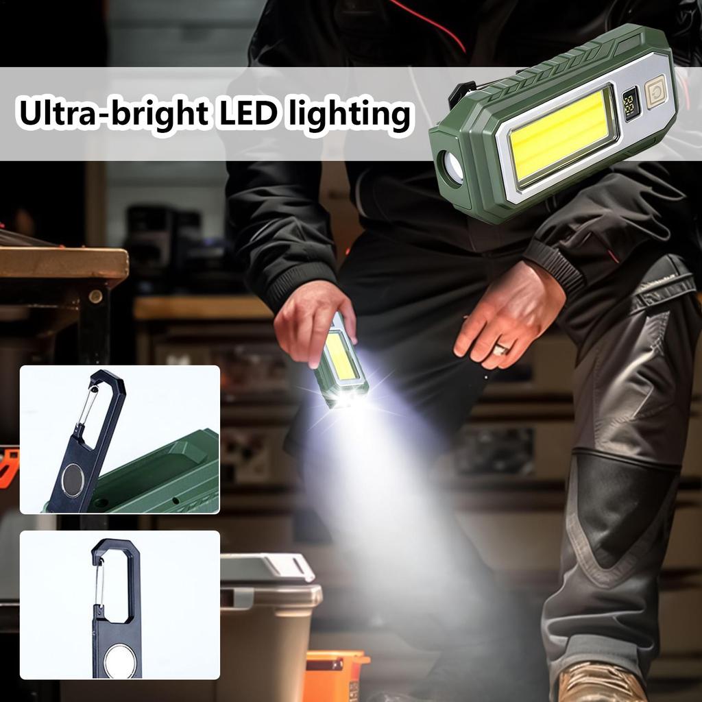 Work Light 1200mAh Magnetic LED Bright Flashlight Digital Display Rechargeable Camp Light For Camping Outdoor Tent Garage Shop