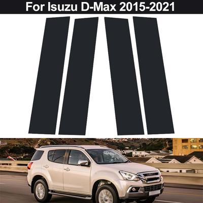 6 Stück Passend für Isuzu D-Max 2015-2021 Glänzend Schwarz PC-Material Spiegeleffekt Autotürfenster Mitte Mittlere BC Säulenpfosten Säulenabdeckung Zierleiste