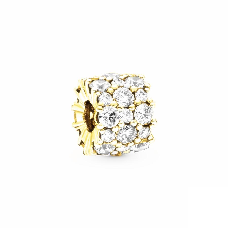 NEW DIY Sparkling Gold-Plating Serise Family Star Flower Cake Charm Bead Fit Silver European Bracelet Jewelry Gift