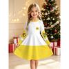 Girls' 3D Yellow Christmas Dress Long Sleeve Summer Spring Vacation Daily Holiday Princess Beautiful Sweet Kids 4-12 Years Casual Dress A Line Dress