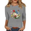 Women's Fashion Casual Seven-Point Sleeve Print Round Neck Top