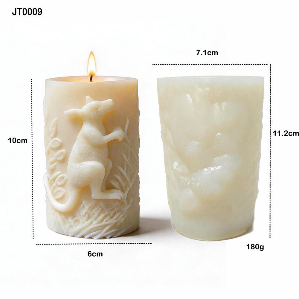 Kangaroo Silicone Mold Silicone  Kangaroo Mold Embossed Candle Mold Cylindrical For Home Decoration Gifts Handmade Workshops