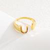 Fashionable Colorful Zircon Alphabet Adjustable Retro Ring