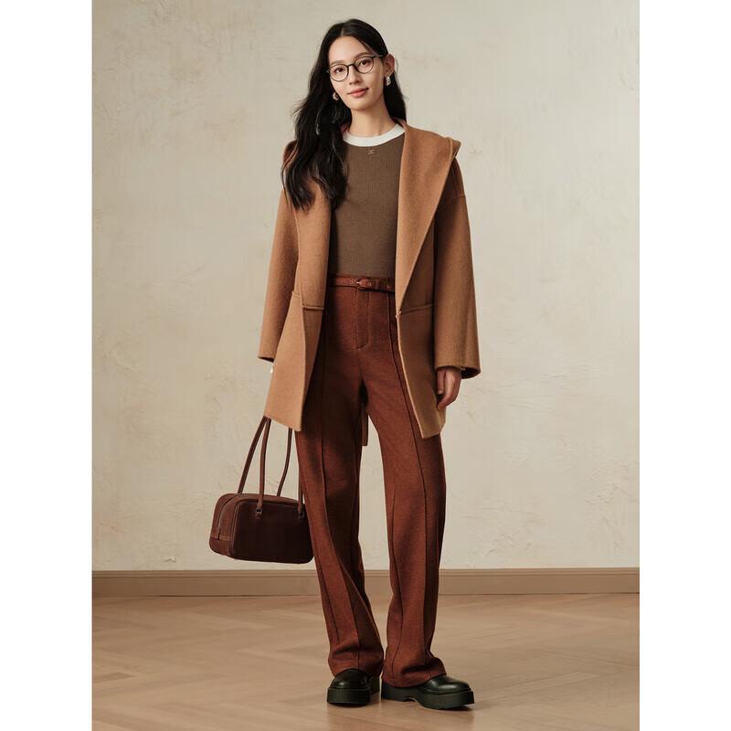 Annakol Women's Hooded Double-faced Wool Coat