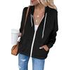 New Long Sleeve Hooded Sweater Women's Drawstring Pocket Zipper Cardigan Jacket