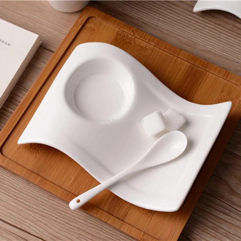 70-220Ml Ceramic Coffee Cup Set Creative Wave Milk Mug and Saucer Set European Couple Tea Cup Set Water Cups