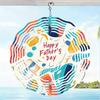 Open - 2D Mandala Wind Chime Happy Father's Day Pattern Metal Windmill, Dynamic Sculpture for Garden and Patio Hanging Decor, Durable Outdoor Artwork
